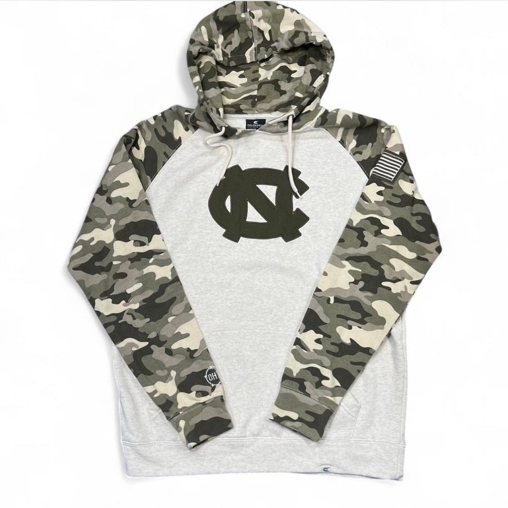 North Carolina Tar Heels UNC Colosseum Hoodie Military Camo Green Large